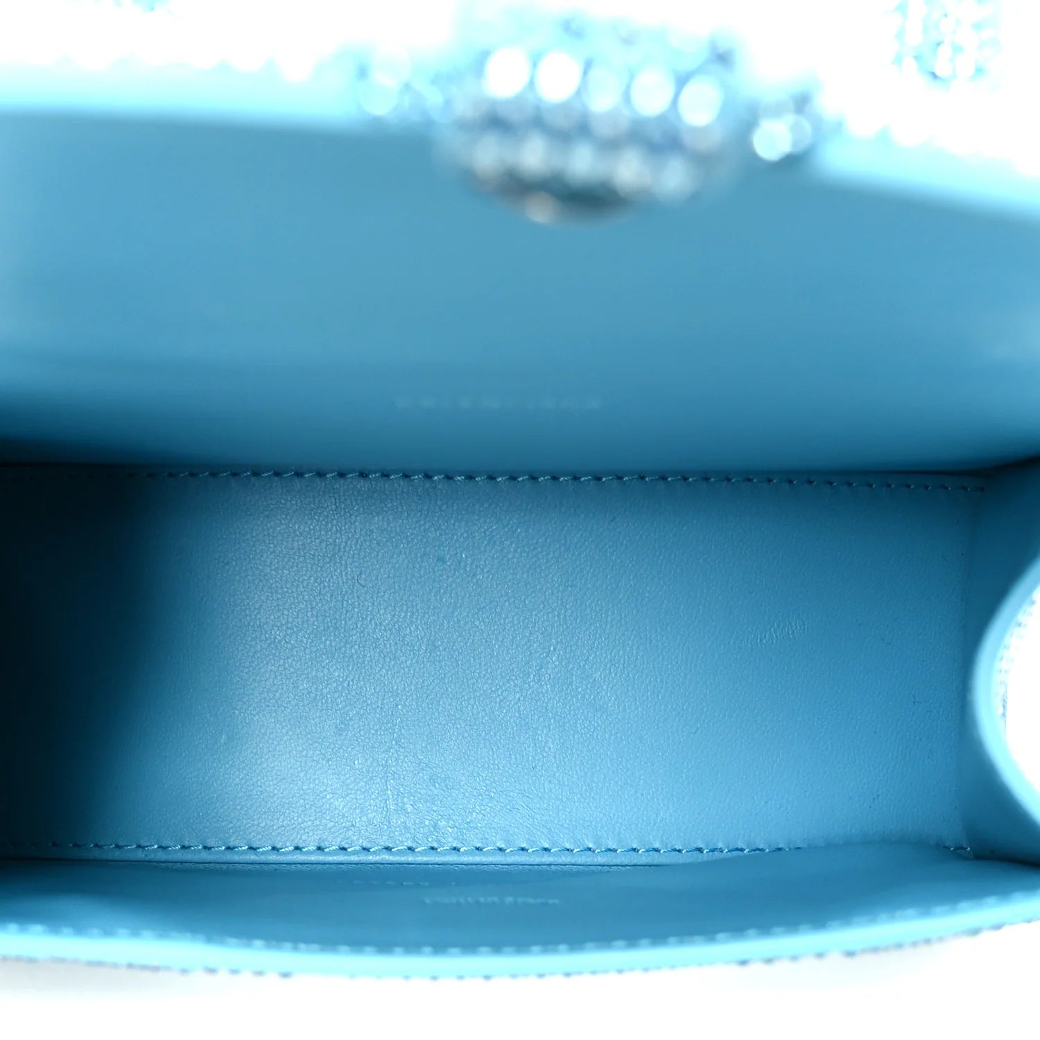 Strass Suede Hourglass Top Handle Bag XS Light Blue
