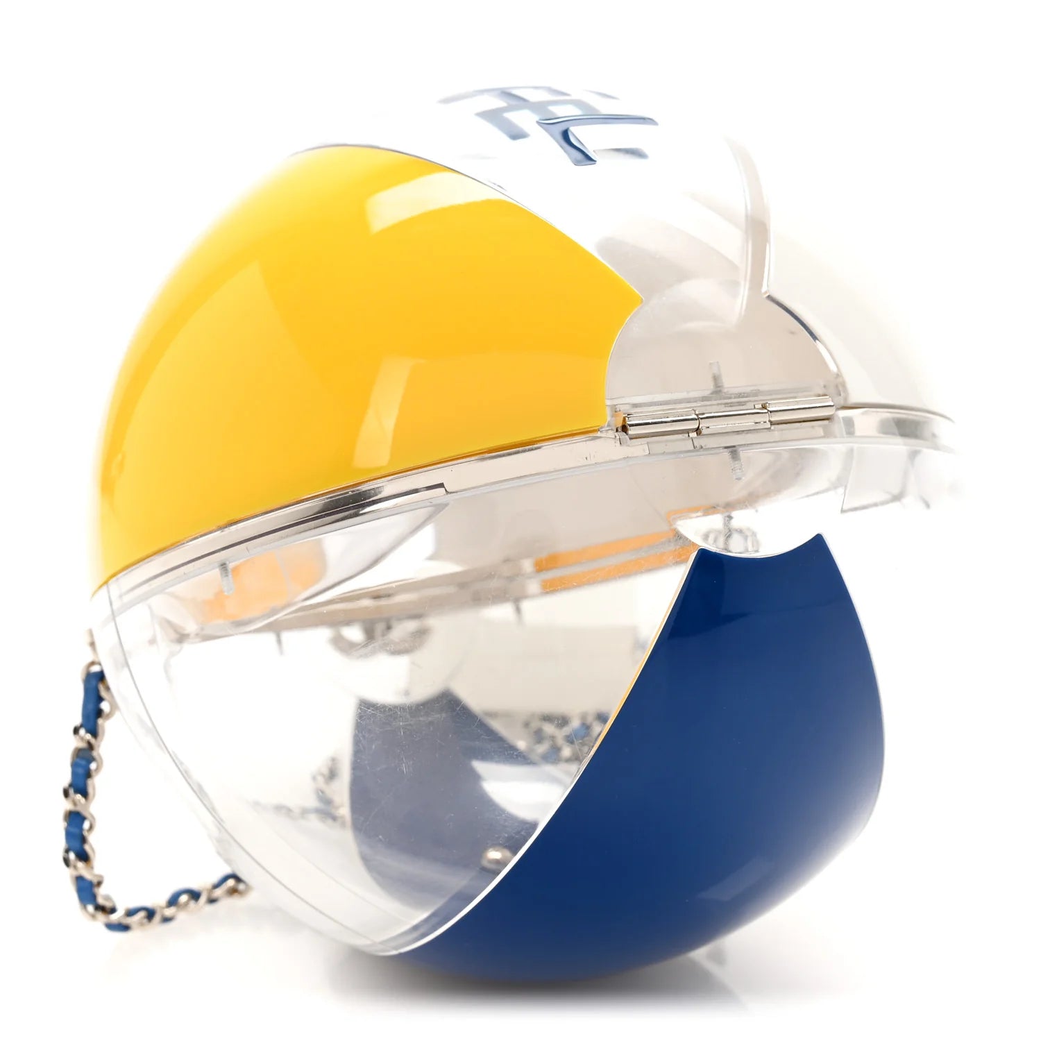 Plexiglass Coco Beach Ball Minaudiere Clutch Yellow White Blue