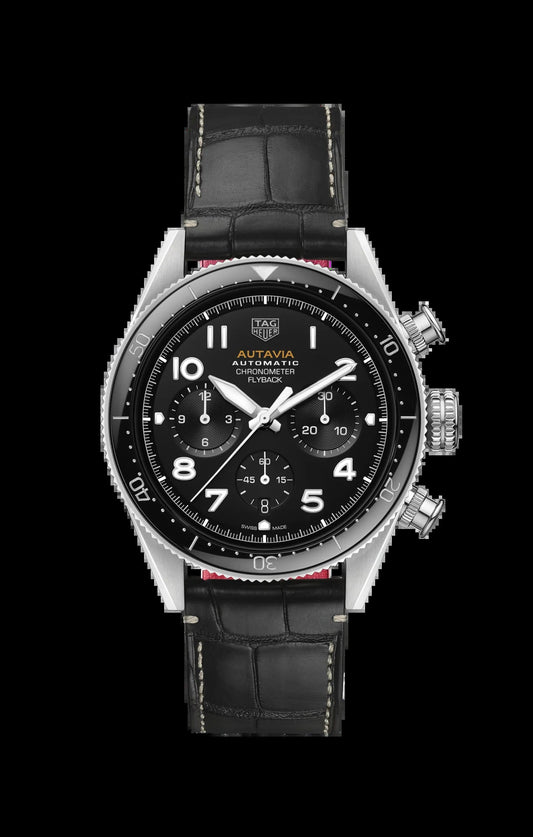 Unworn  Autavia Flyback Chronometer, 42 Mm, Stainless Steel and Ceramic, Ref# CBE511A.FC8279, Box & Papers