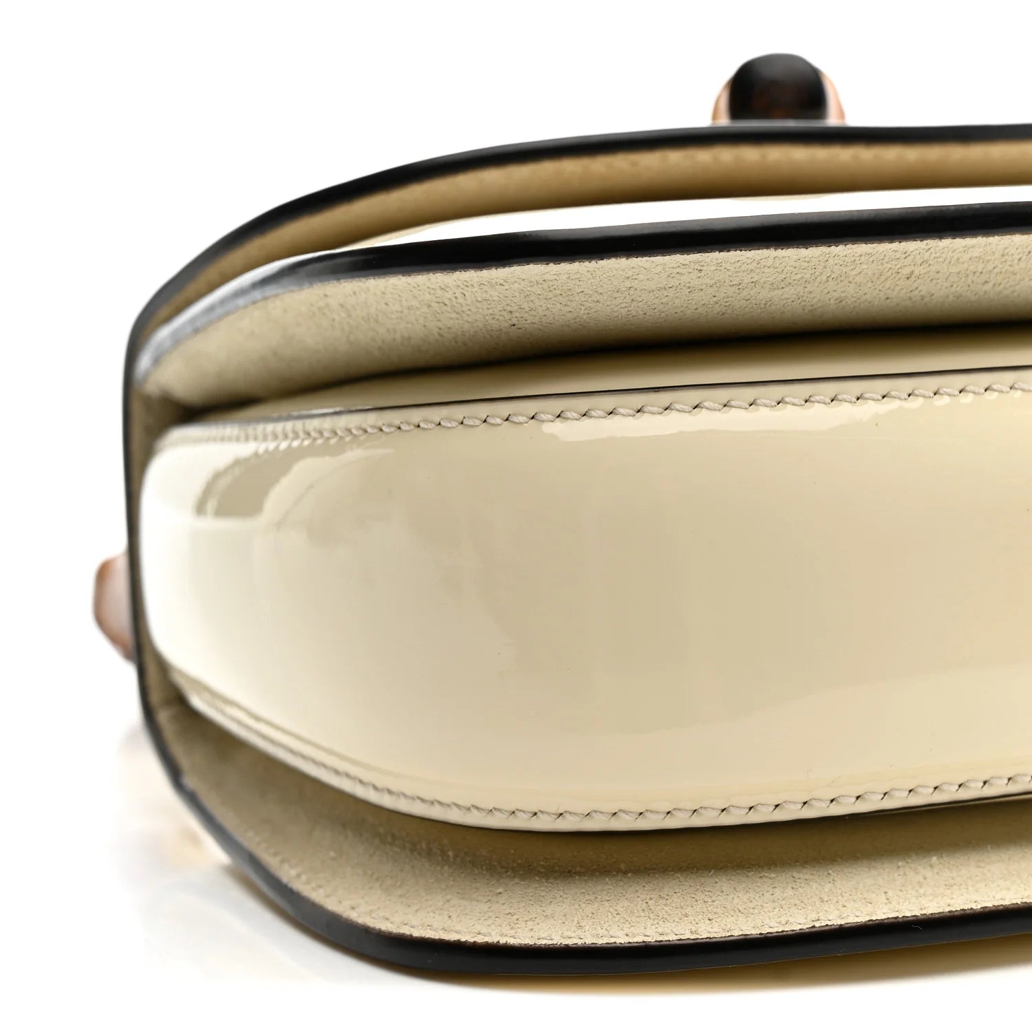 Patent Crystal Mini Bamboo 1947 Top Handle Chain Bag White