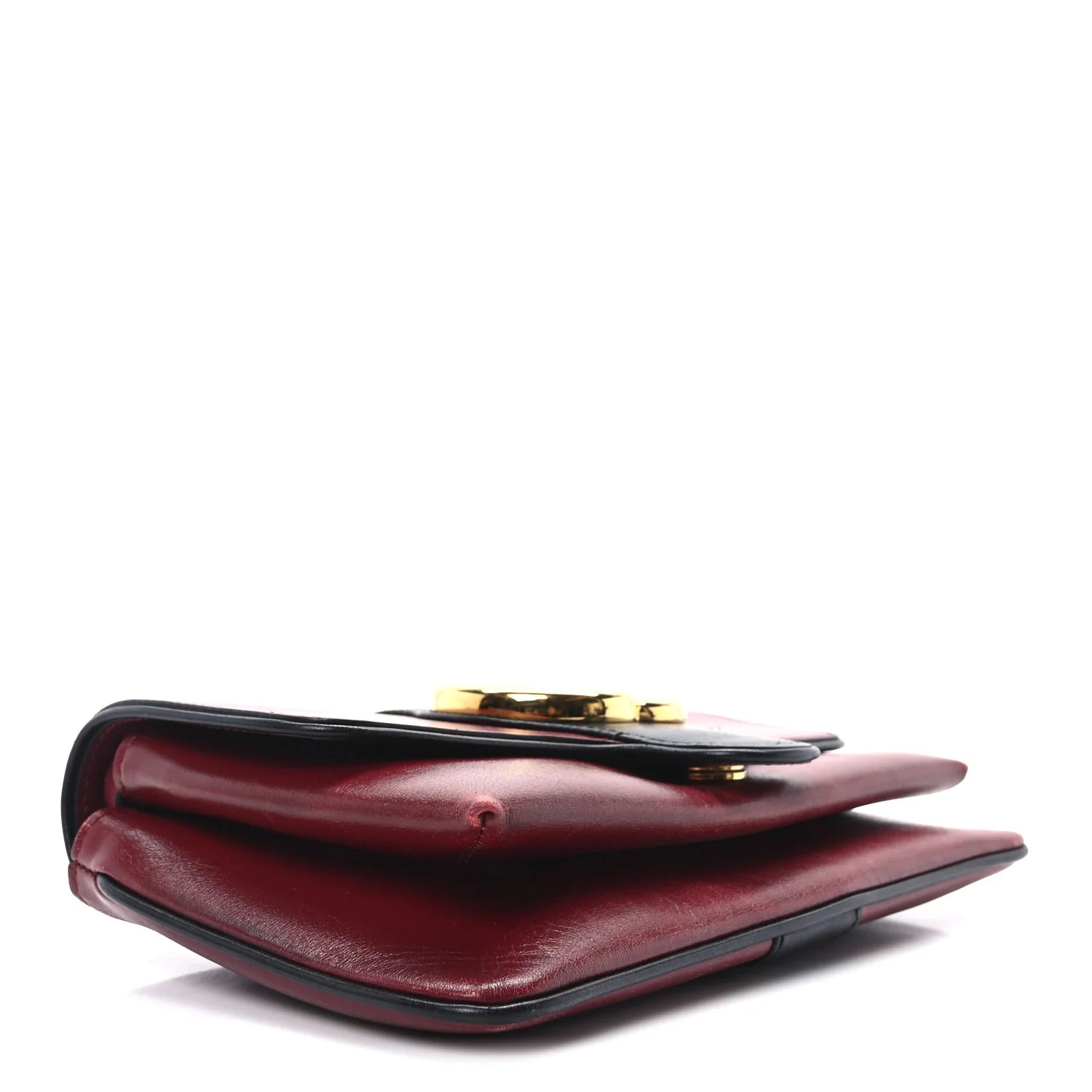 Vitello Palmellato Lux Bi-Color Small Arli Flap Shoulder Bag New Cherry Red Black