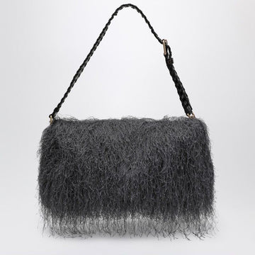 DARK GRAY FRINGED BAG