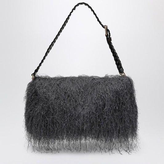 DARK GRAY FRINGED BAG