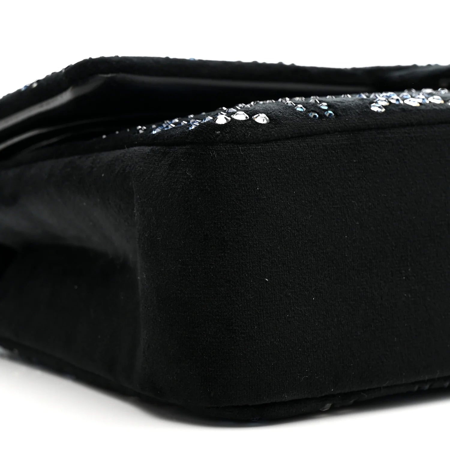 Velvet Crystal Medium Double Flap Black