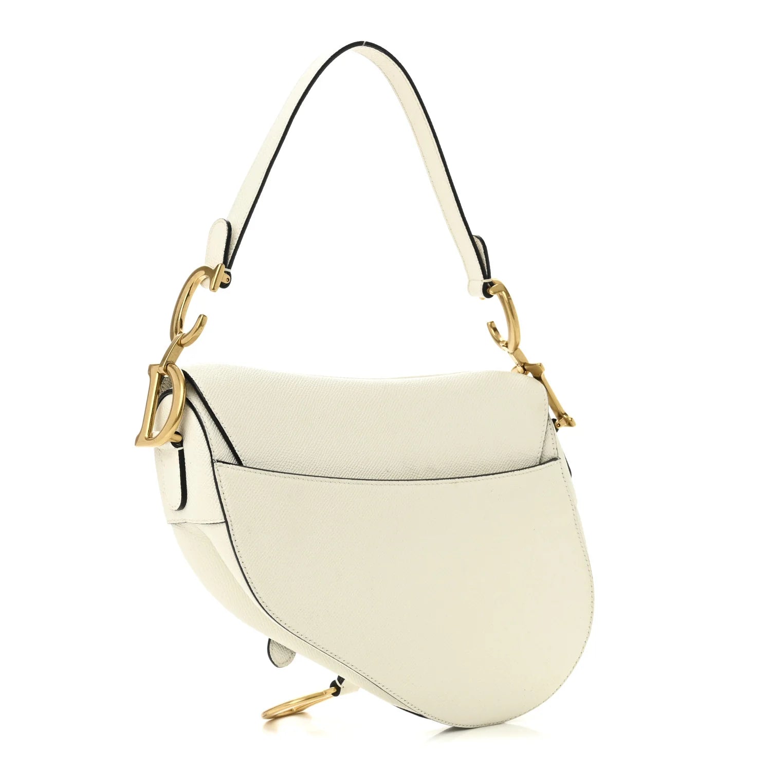 Grained Calfskin Saddle Bag White