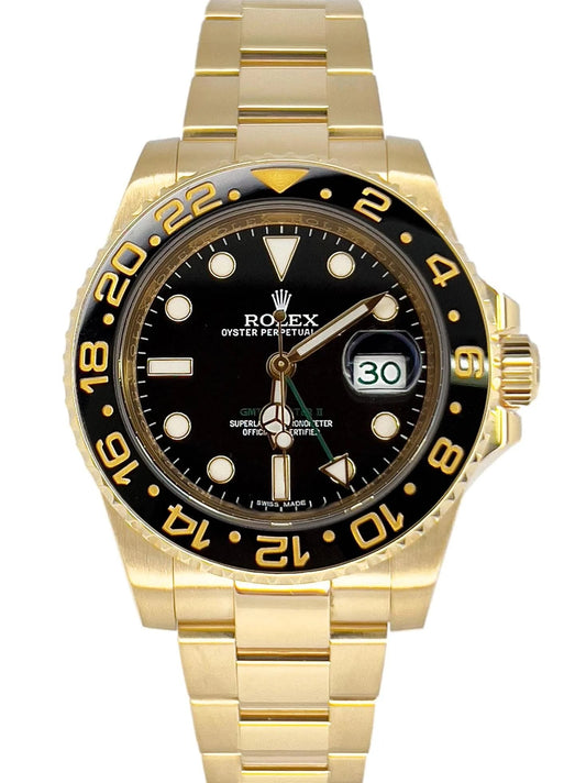 Rolex Gmt-Master II 116718LN Yellow Gold Black Dial Oyster