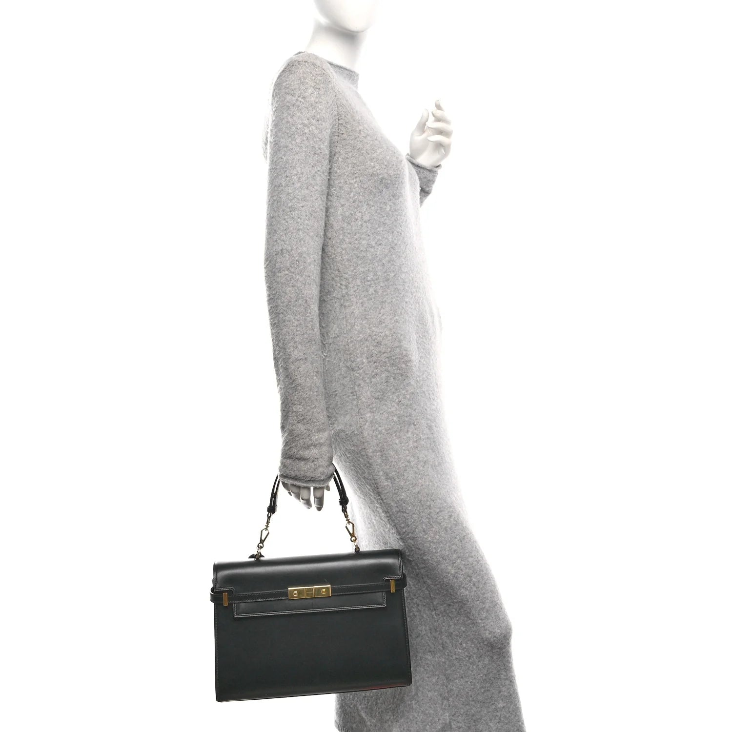 Smooth Calfskin Manhattan Top Handle Black