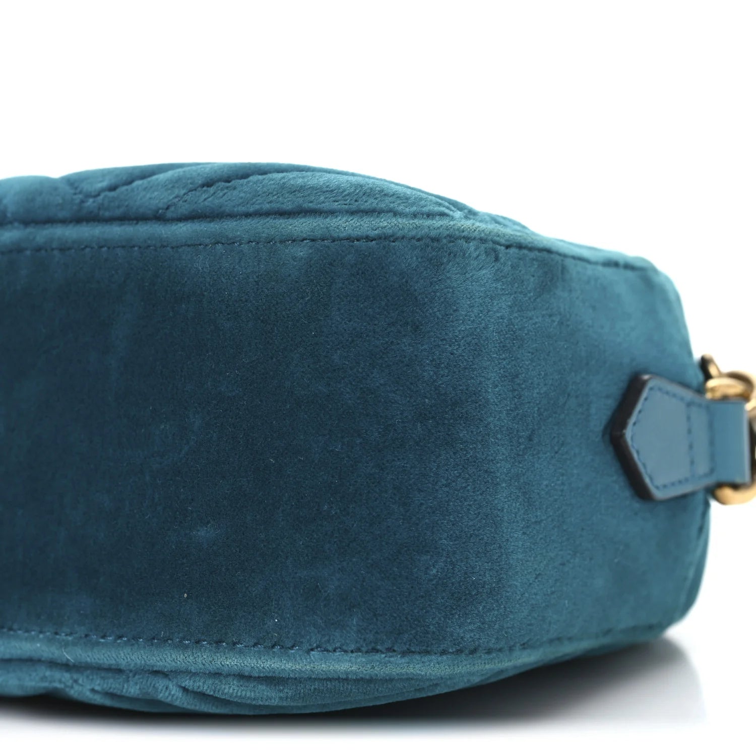 Velvet Matelasse Small GG Marmont Chain Shoulder Bag Pavone Cyan