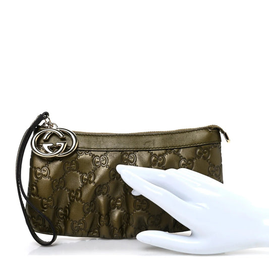 Metallic Soft ssima Signature New Britt Wristlet Green