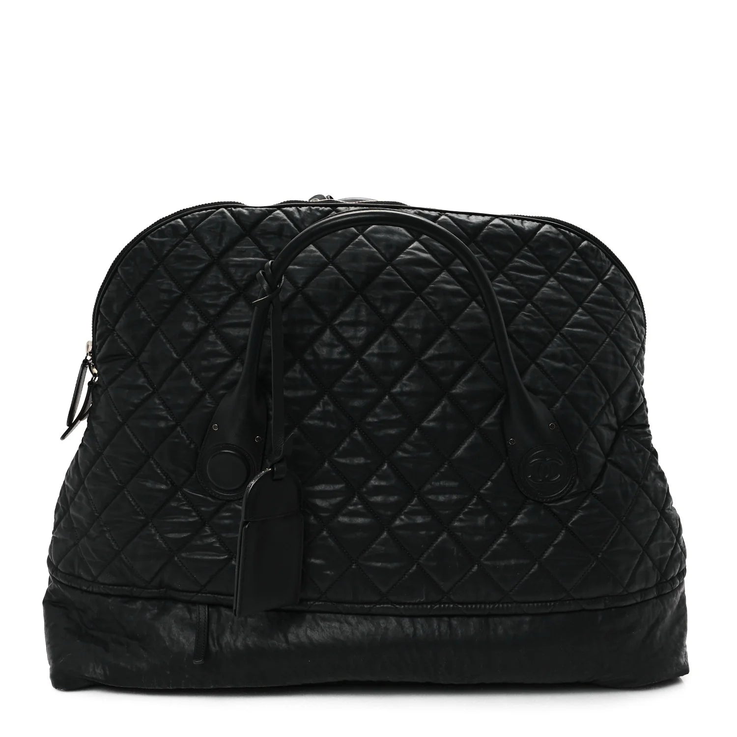 Coated Canvas Quilted Large Garment Travel Bag Black