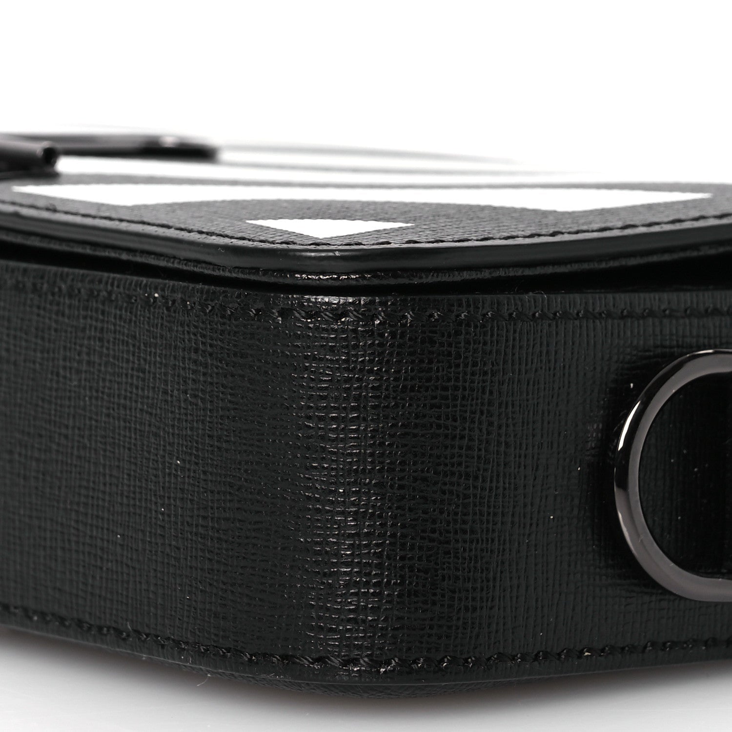 Saffiano Striped Mini Diag Binder Clip Bag Black White Yellow