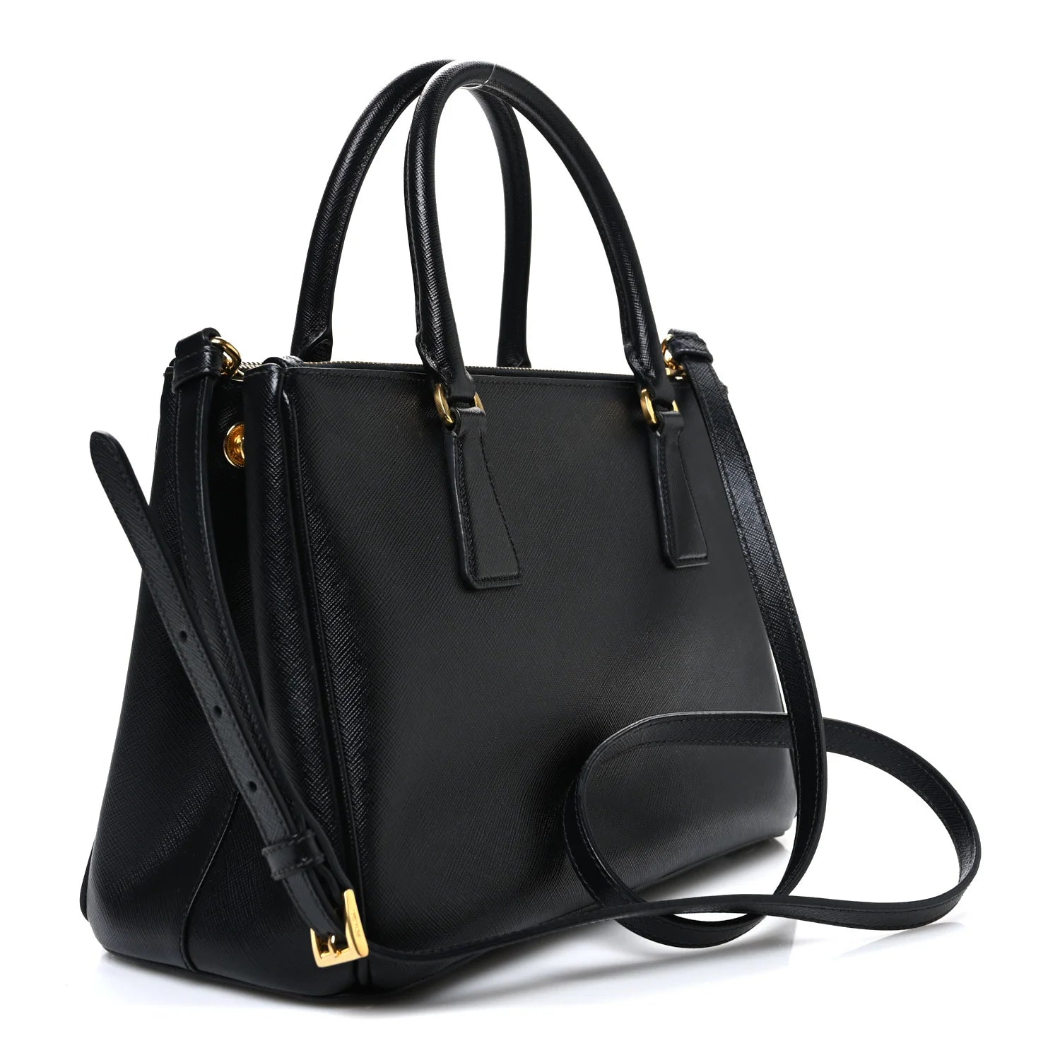 Saffiano Small Galleria Double Zip Tote Black