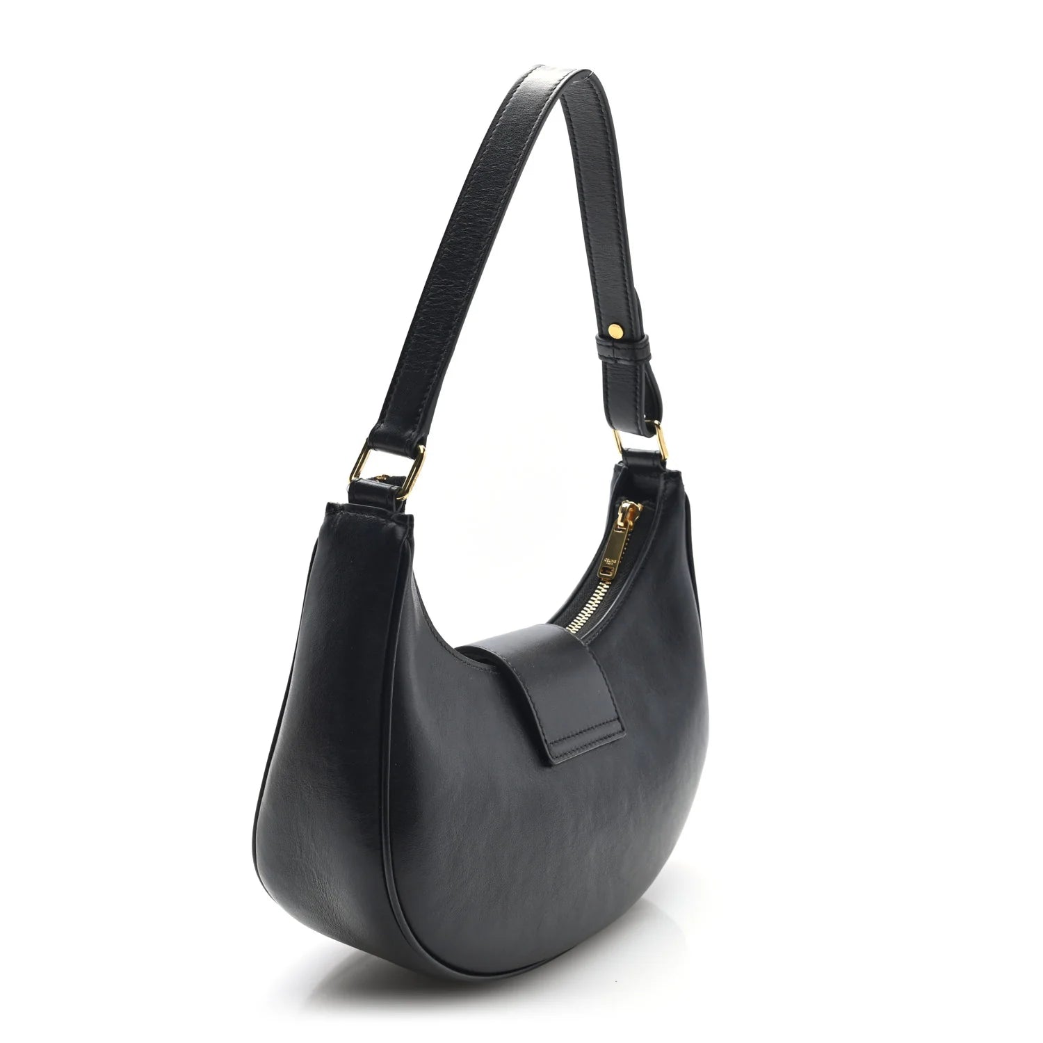 Smooth Calfskin Medium Strap Ava Triomphe Shoulder Bag Black
