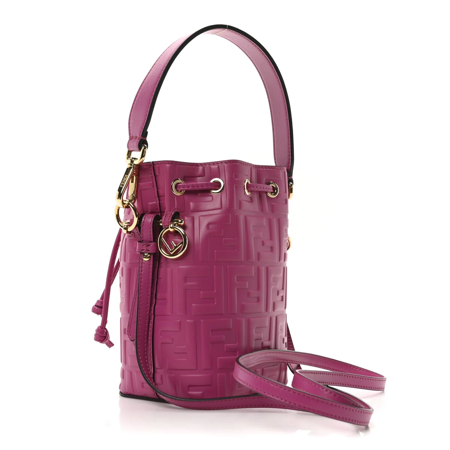 Vitello Liberty F Is  FF 1974 Embossed Mini Mon Tresor Bucket Bag Ciclamino Pilar