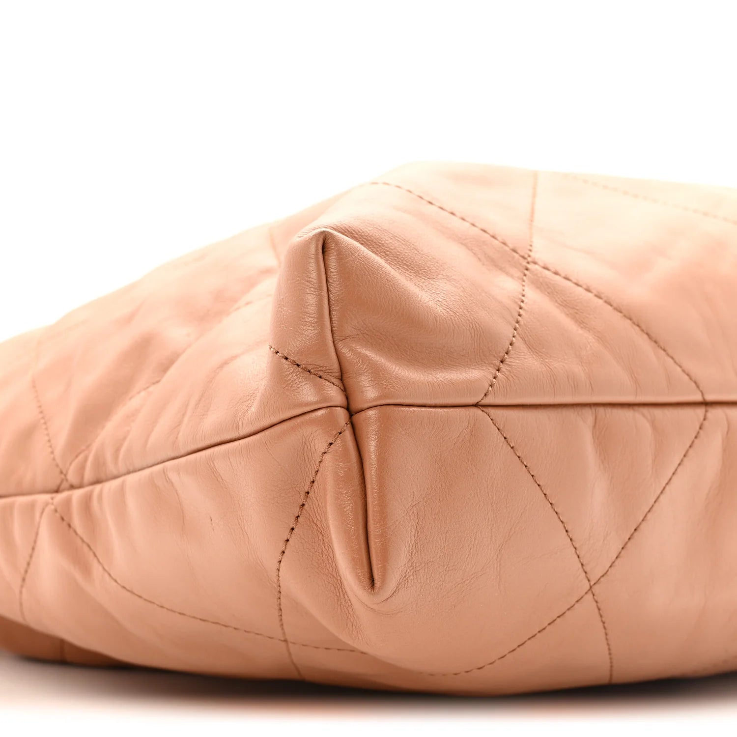 Shiny Calfskin Quilted  22 Camel