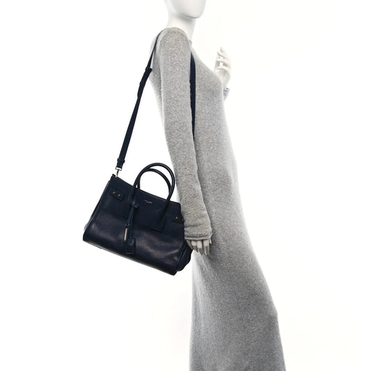 Grained Calfskin Small Supple Sac De Jour Navy