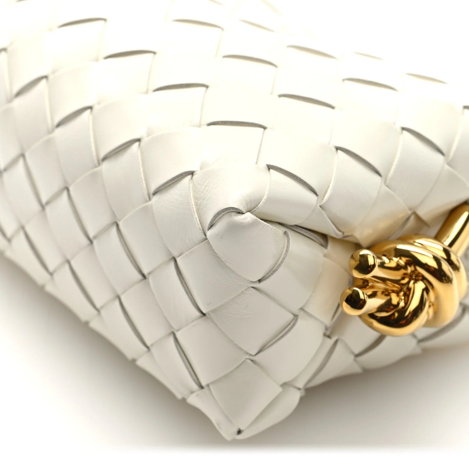 Polished Nappa Intrecciato Metal Knots Mini Loop Camera Bag Bone