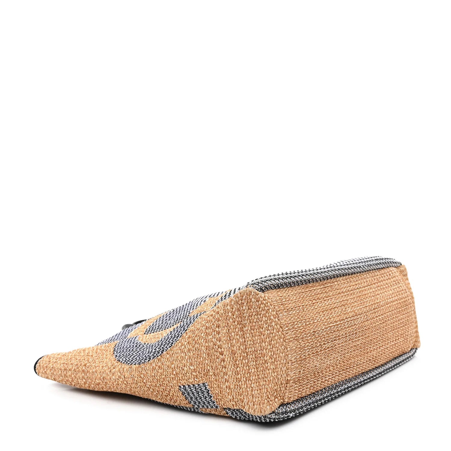 Mixed Fibers Large Shopping Bag Blue Beige