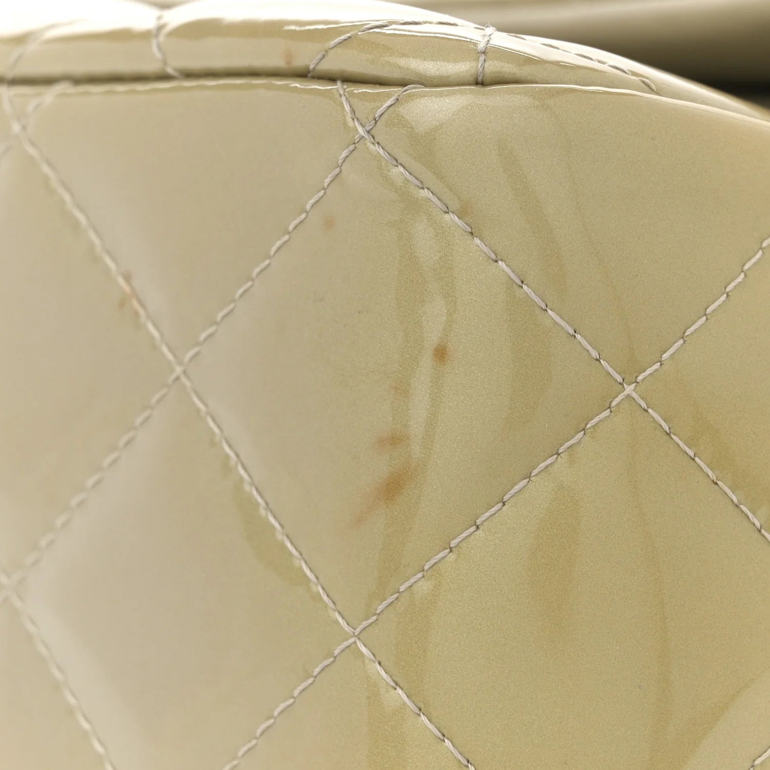 Patent Calfskin Quilted Jumbo Double Flap Grey