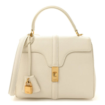 Grained Calfskin Small 16 Top Handle Bag White