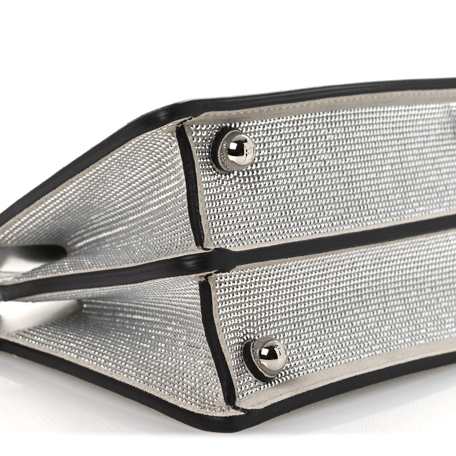 Crystal Vitello Laminato FF Petite Peekaboo I SEE U Satchel Crystal Argento