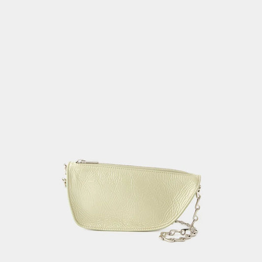 PASTEL GREEN LEATHER MICRO SHIELD CROSSBODY BAG