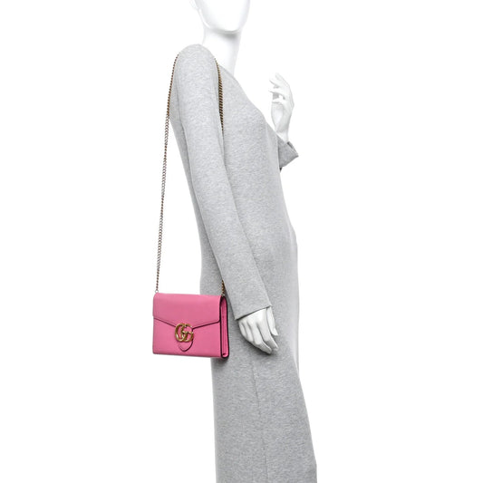 Cellarius Calfskin GG Marmont Chain Wallet Pink Tropical Flower