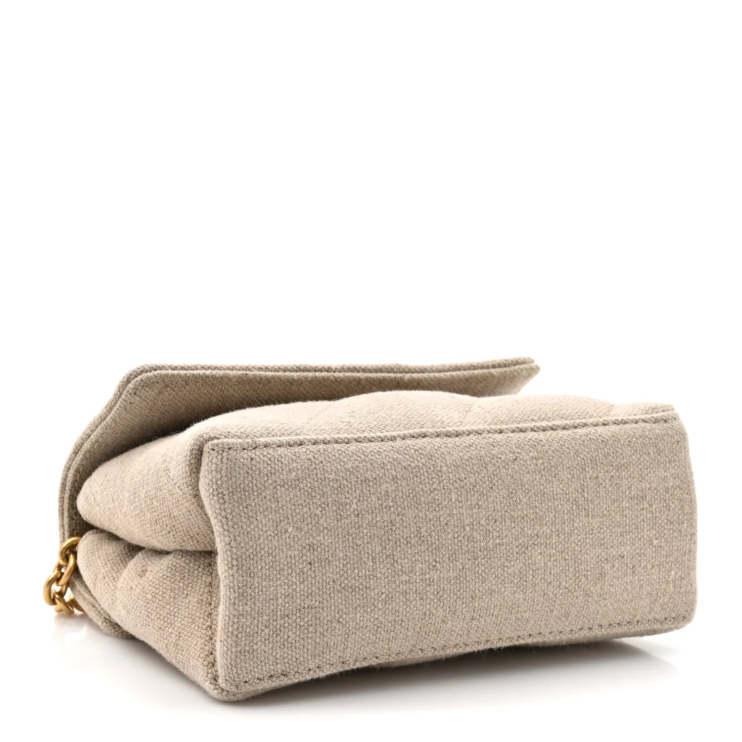 Linen Diagonal Quilted Jackhammer 17 Shoulder Bag Beige