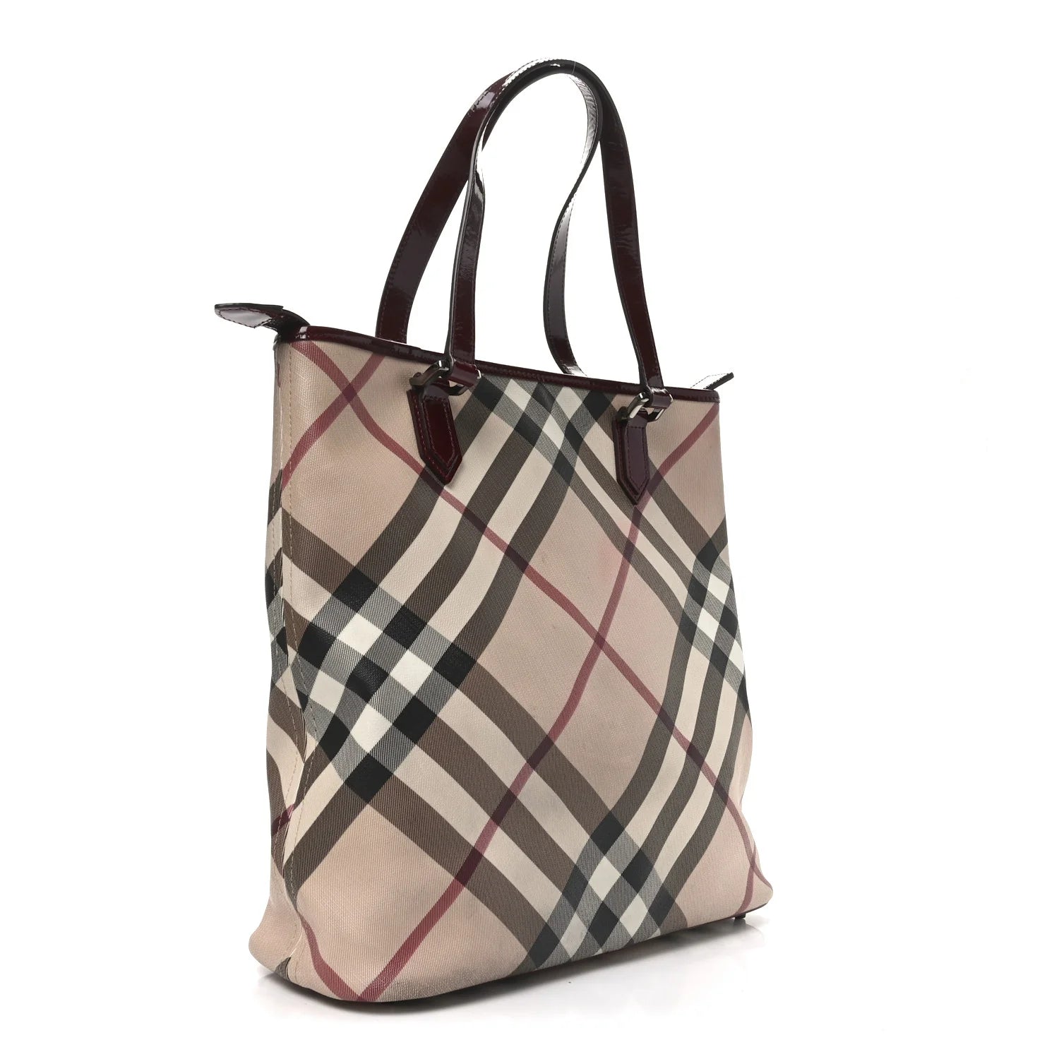 Nova Check Patent Small Vertical Tote Red