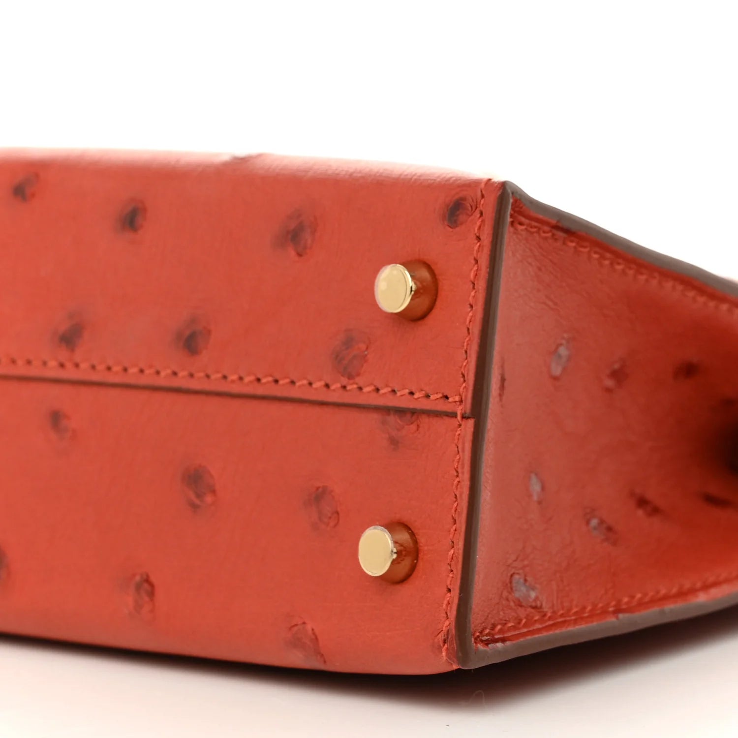 Ostrich Horseshoe Kelly Sellier Mini 20 Cuivre Rose Extreme