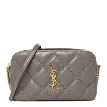 Grained Lambskin Quilted Mini Becky Double Zip Bag Taupe