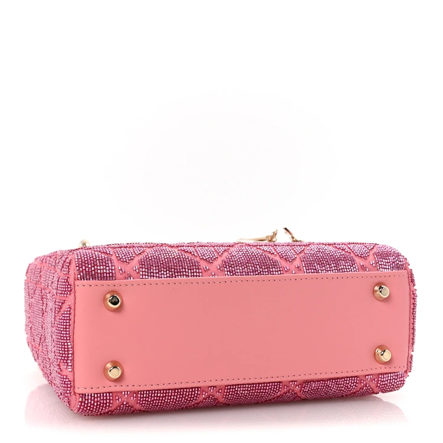 Lambskin Cannage Beaded Embroidered Mini Lady Dior Light Pink