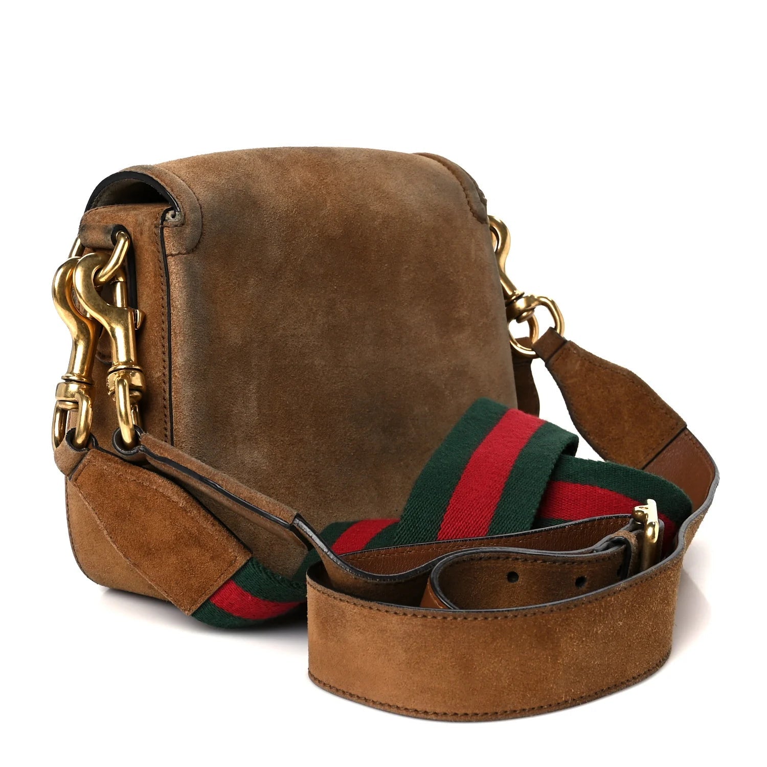 Suede Medium Lady Web Shoulder Bag New Marron