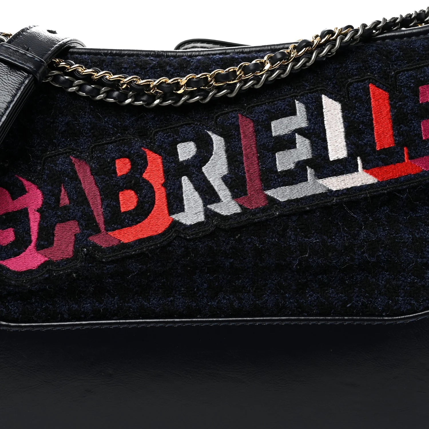 Tweed Calfskin Quilted Medium Gabrielle Hobo Black Blue