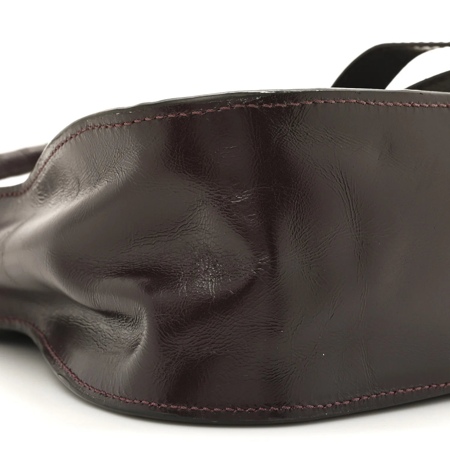 Shiny Calfskin Small Marcie Satchel Auburn Red