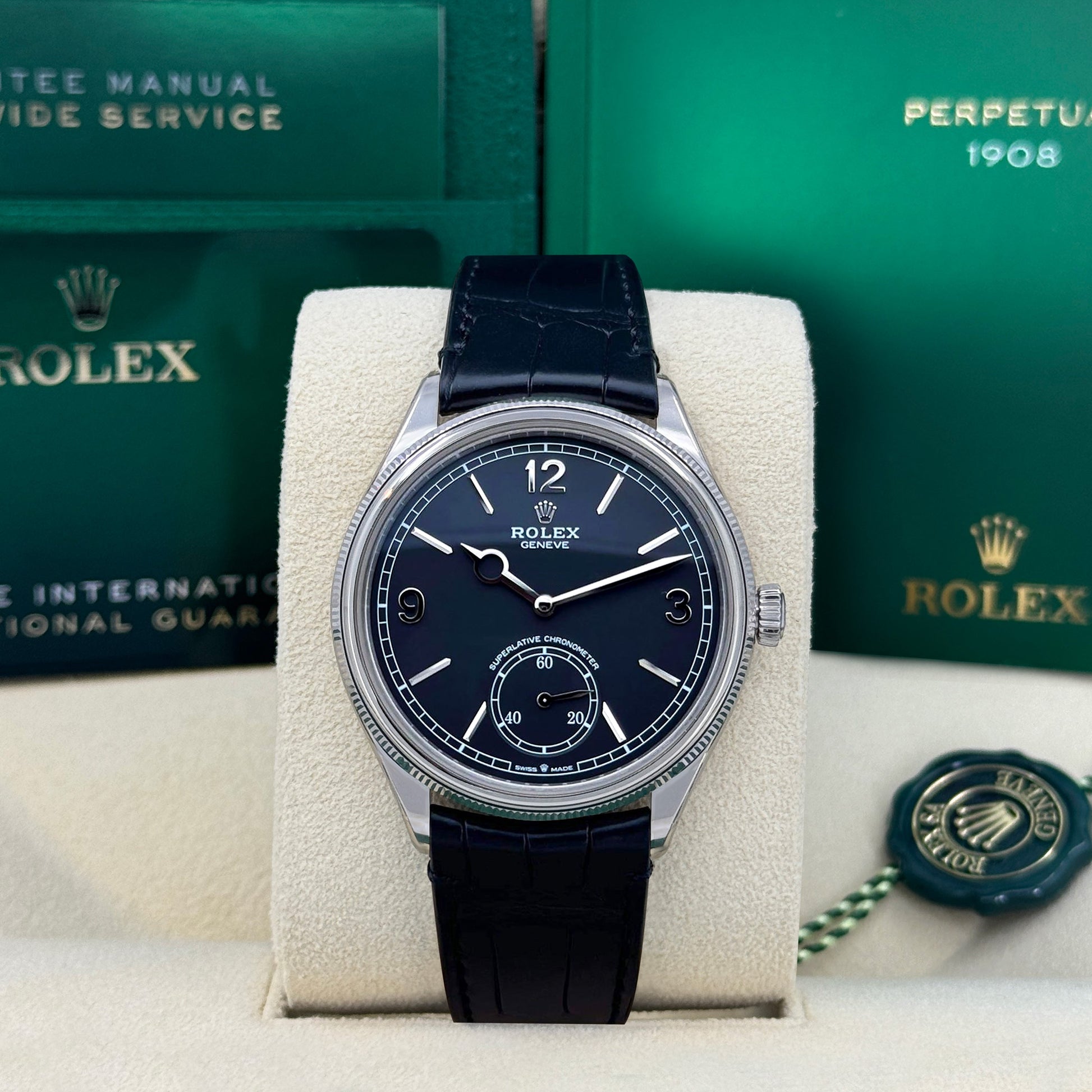 Unworn  Perpetual 1908, 39Mm, 18K White Gold, Ref# 52509-0002