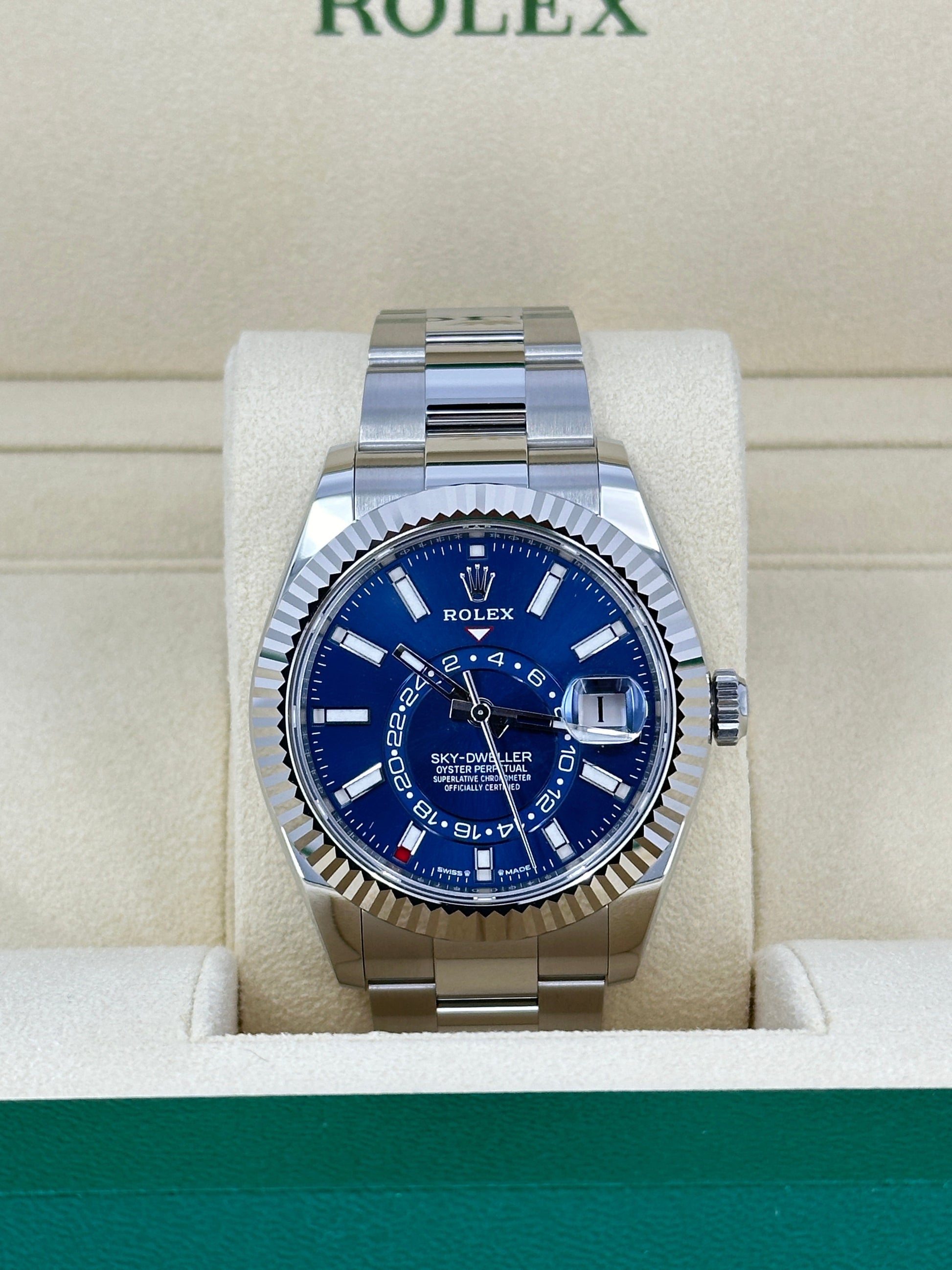 Sky-Dweller, 42Mm, Oystersteel and 18K White Gold, Blue, Oyster, Ref# 336934-0005