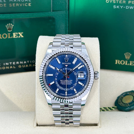 Sky-Dweller, 42Mm, Oystersteel and 18K White Gold, Blue, Jubilee, Ref# 336934-0006