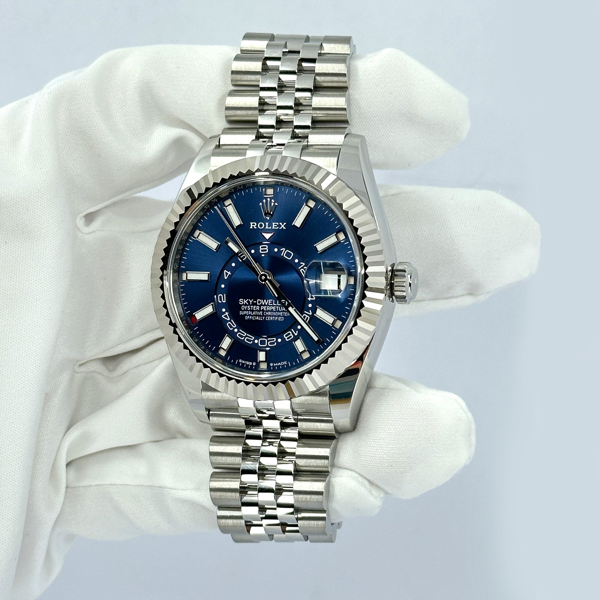 Sky-Dweller, 42Mm, Oystersteel and 18K White Gold, Blue, Jubilee, Ref# 336934-0006