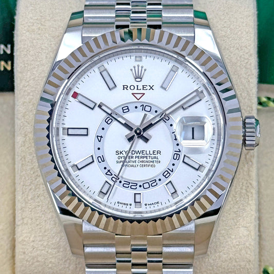 Sky-Dweller, 42Mm, Oystersteel and 18K White Gold, White, Jubilee, Ref# 336934-0004