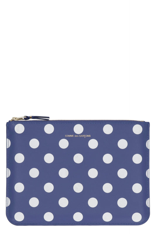PRINTED LEATHER FLAT POUCH