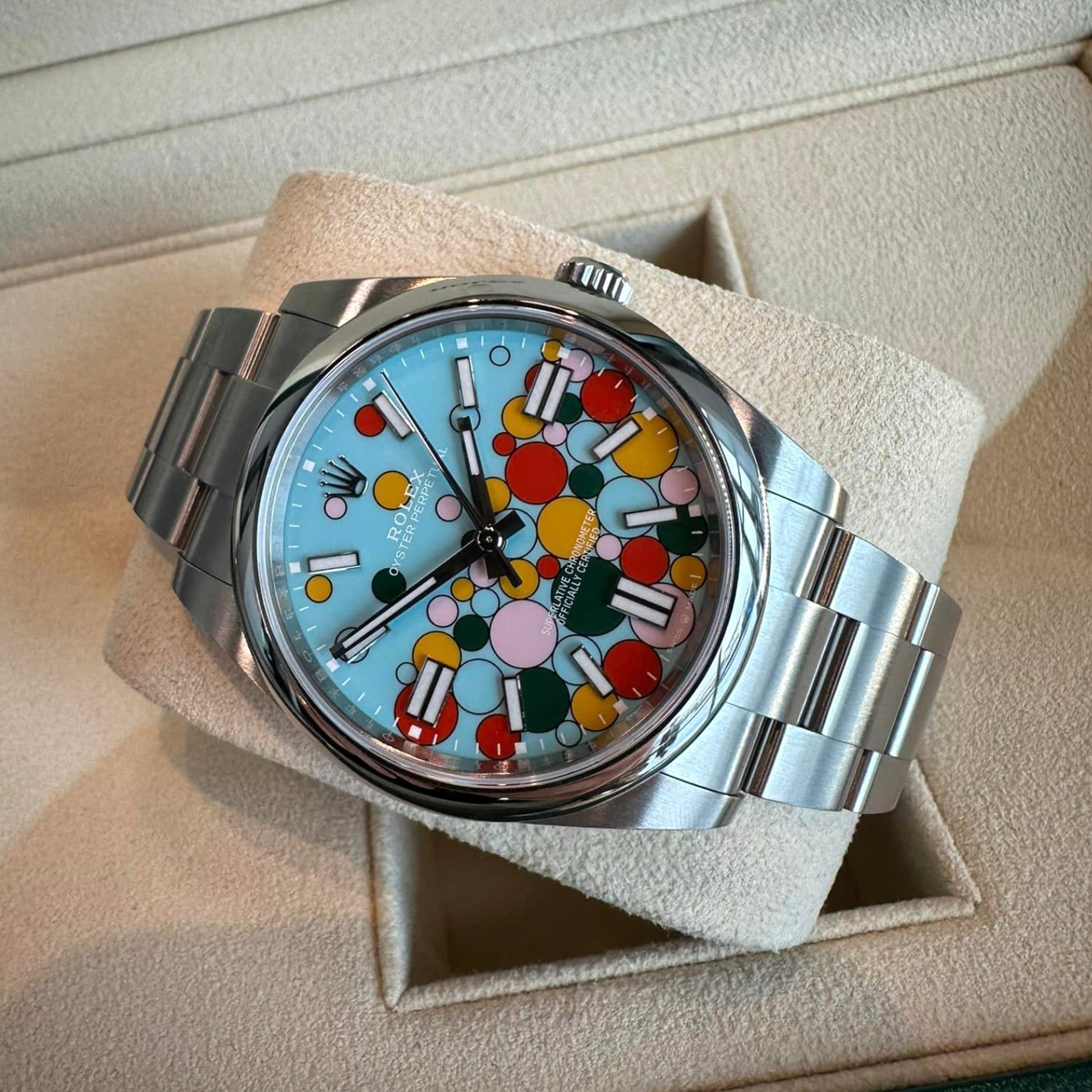Oyster Perpetual 41, Oystersteel, 41Mm, Turquoise Celebration Motif Dial, Ref# 124300-0008