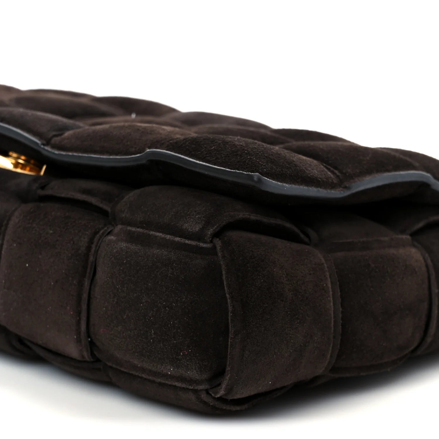 Suede Maxi Intrecciato Padded Chain Cassette Crossbody Bag Fondant