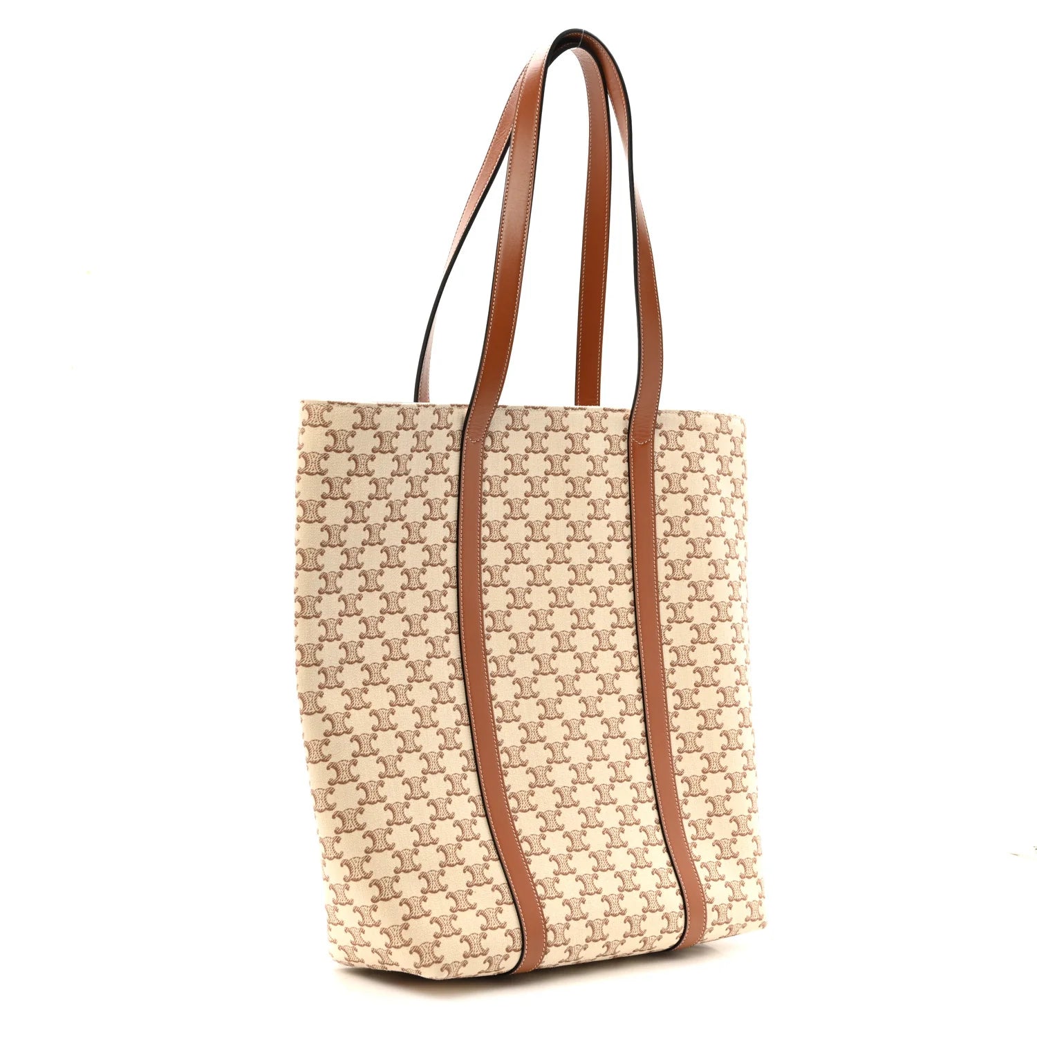 Triomphe Canvas Calfskin Museum Bag White