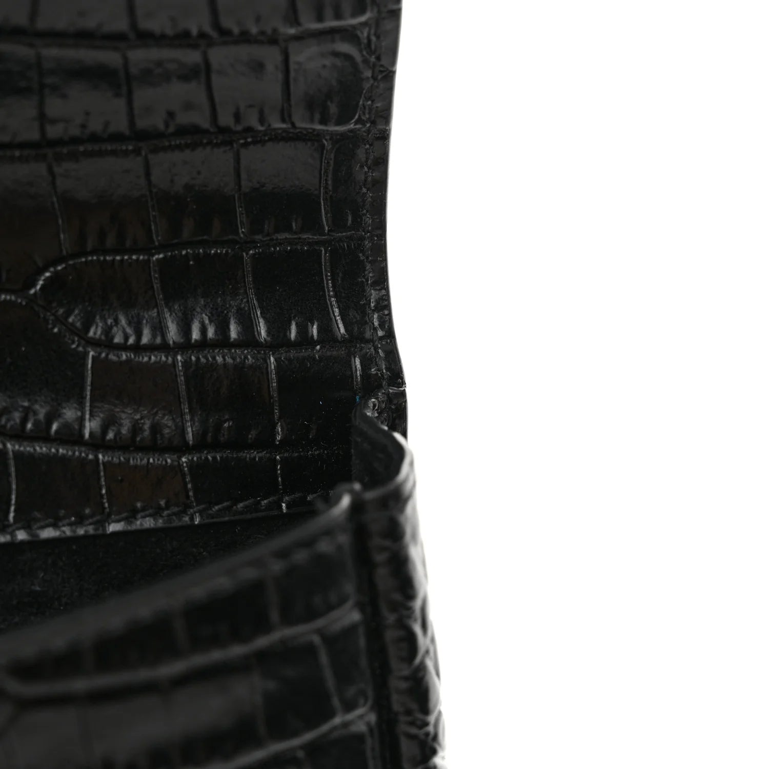 Crocodile Embossed Calfskin Small Kaia Satchel Black