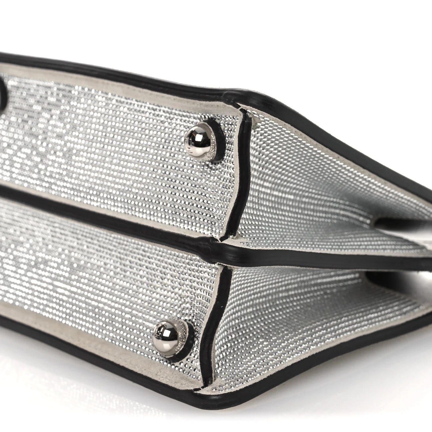 Crystal Vitello Laminato FF Petite Peekaboo I SEE U Satchel Crystal Argento