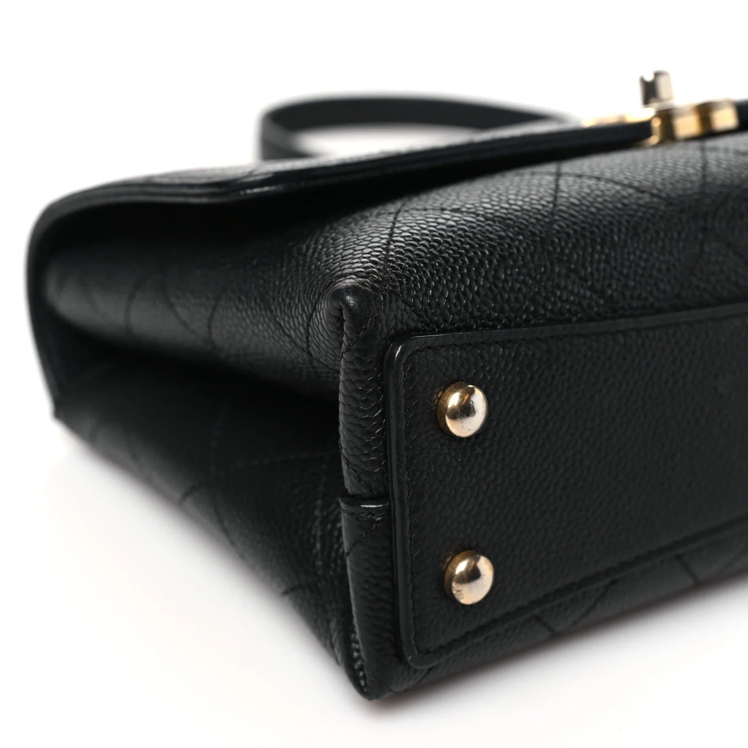 Grained Calfskin Small Stitched Flap Black