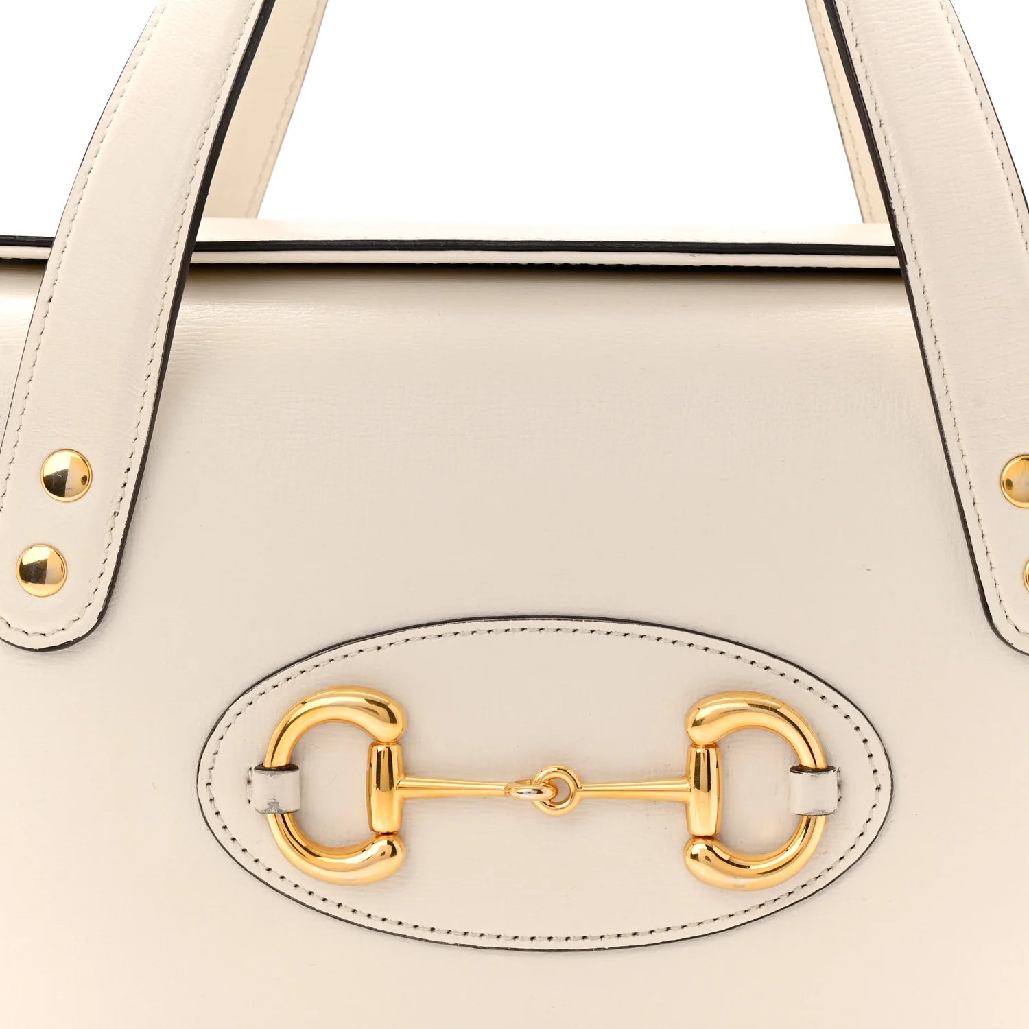 Textured Calfskin Small Horsebit 1955 Foldover Top Handle Bag Mystic White