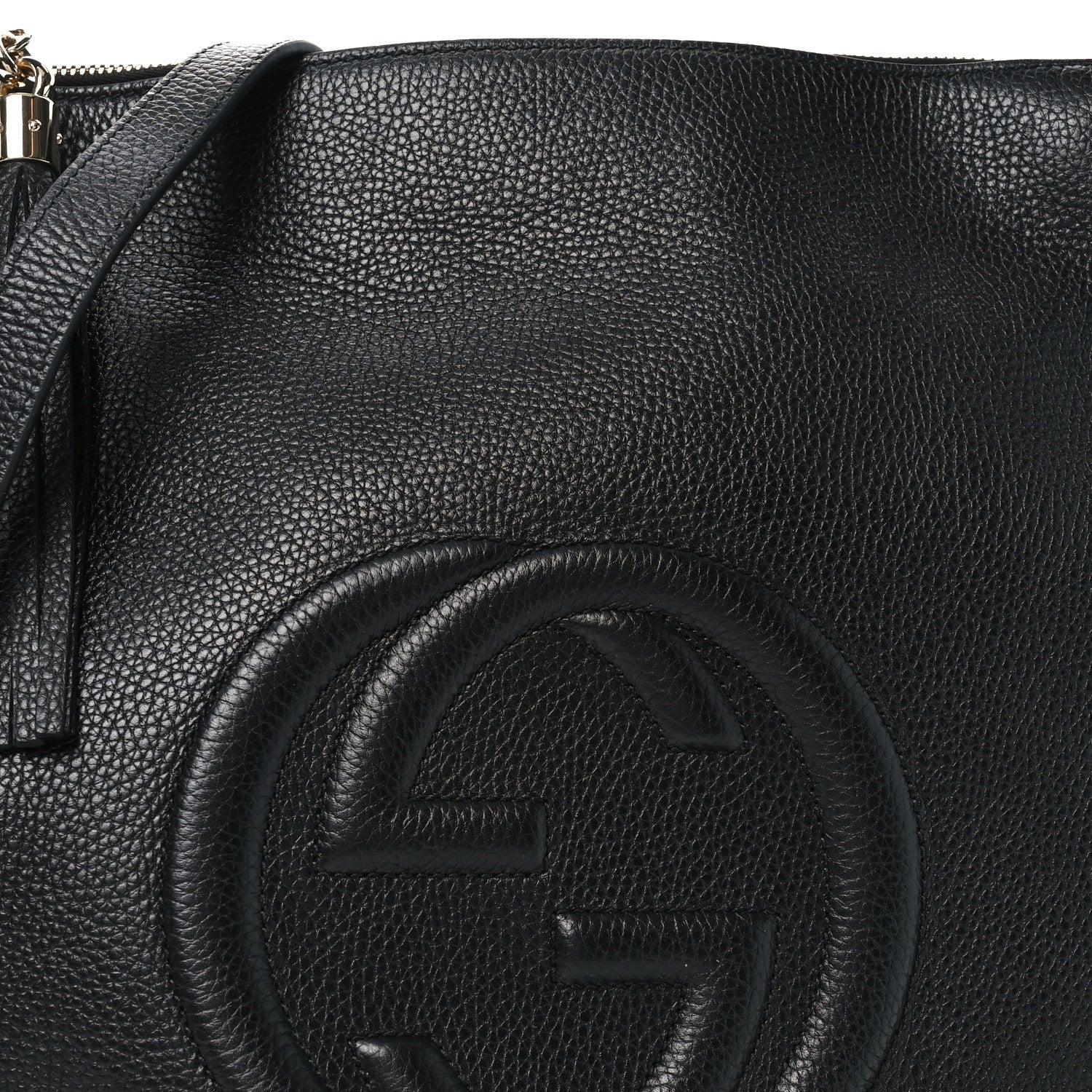 Pebbled Calfskin Large Soho Hobo Black