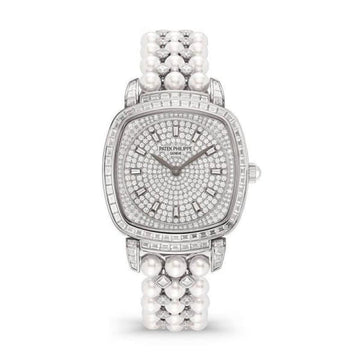 Ladies Gondolo Haute Joaillerie, 18Kt White Gold Set with Diamonds and Akoya Pearls, 31 × 34.8Mm, Ref# 7042/100G-010